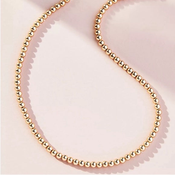Anthropologie Jewelry - 14K Gold Plated Classic Medium Beaded Beads Round Ball Necklace